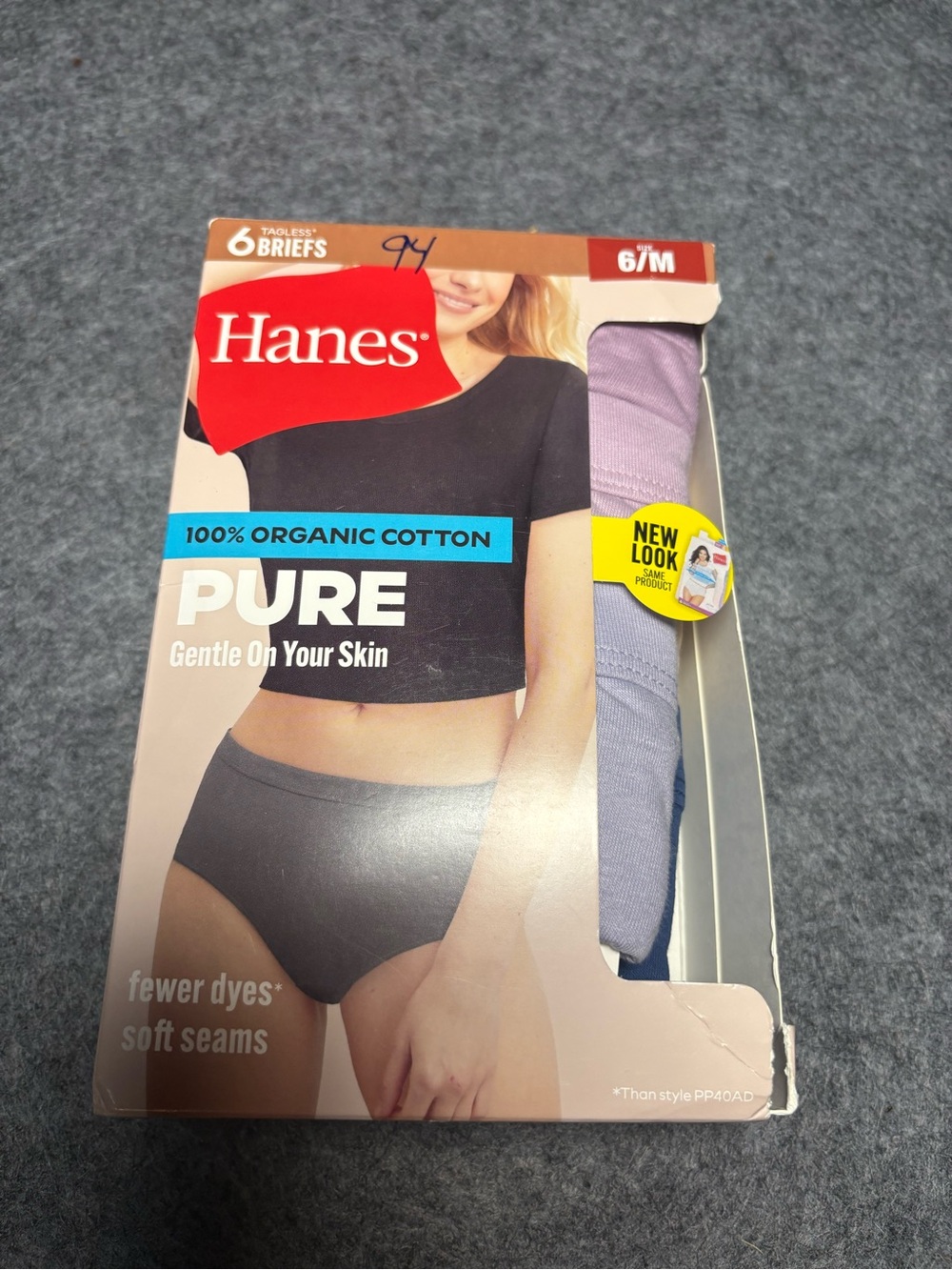 Hanes Pure Women’s Organic Cotton Briefs (6 Pack) size 6/M